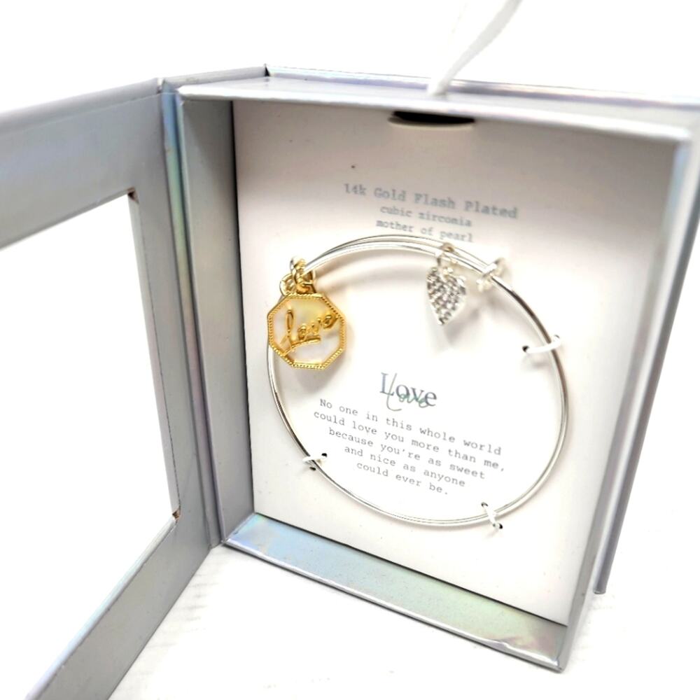 Love Bracelot Girlfriend Wife Gift Idea‎ Adjustable 14k Gold Plated Mother Pearl